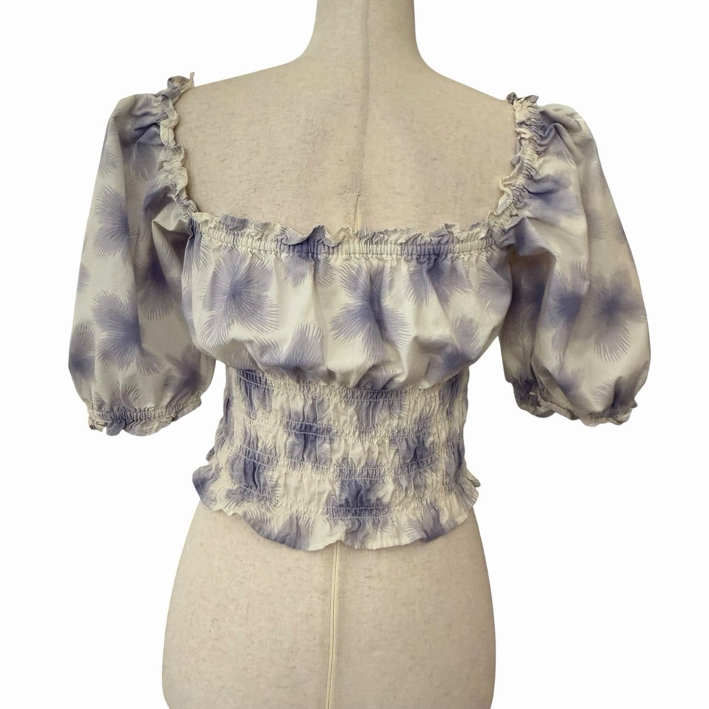 Levi's Tilly Smocked Blouse MEDIUM Starburst Cool Dusk Milkmaid Top Cottagecore‎ - Picture 6 of 11